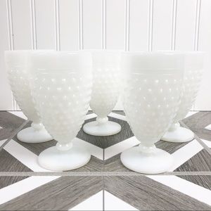 Vintage Milk Glass Goblets, set of five